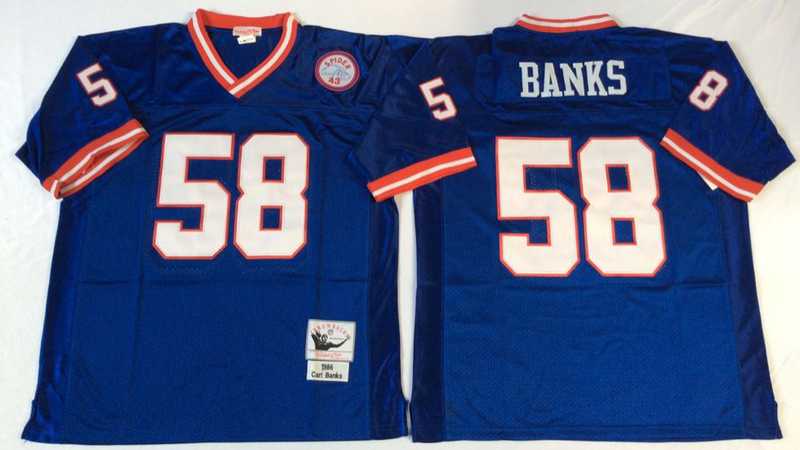 Giants 58 Carl Banks Blue M&N Throwback Jersey